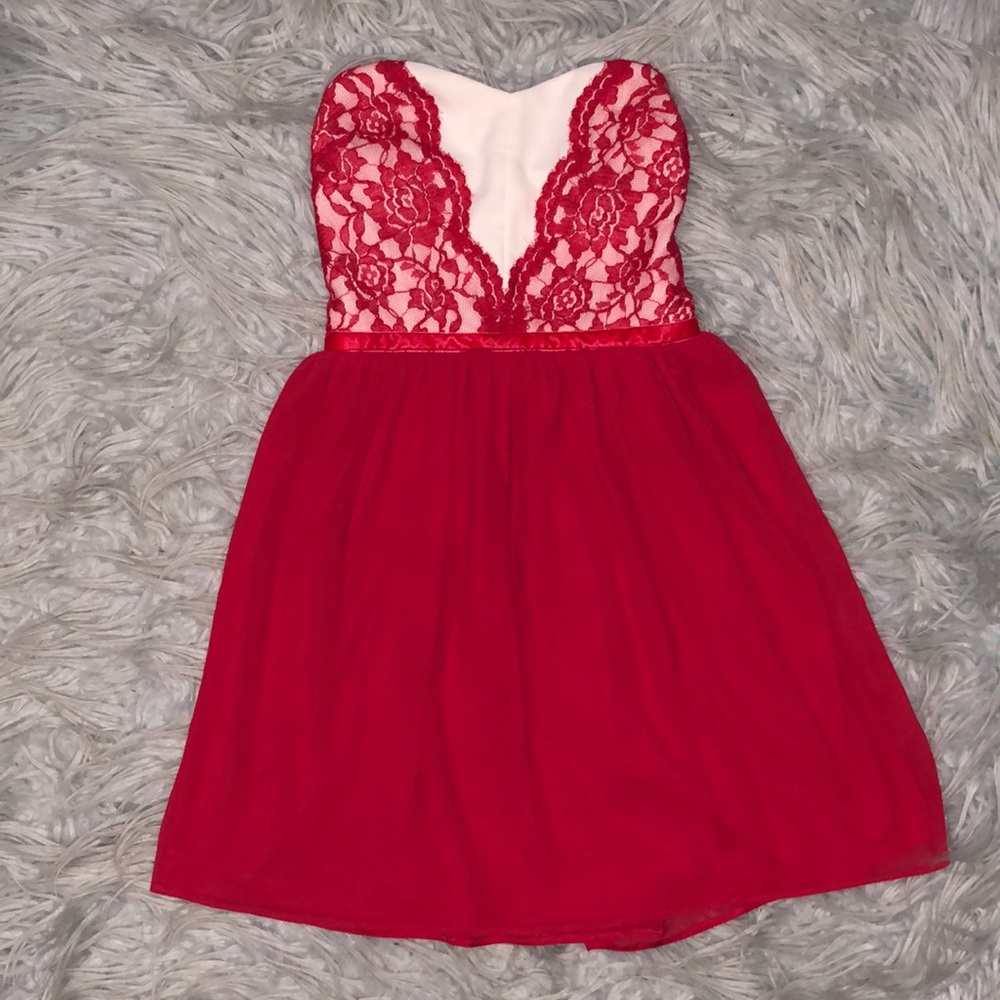 ASOS strapless lace floral mini dress